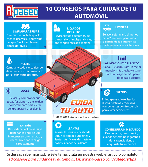 10 consejos para cuidar de tu automóvil. Infografia